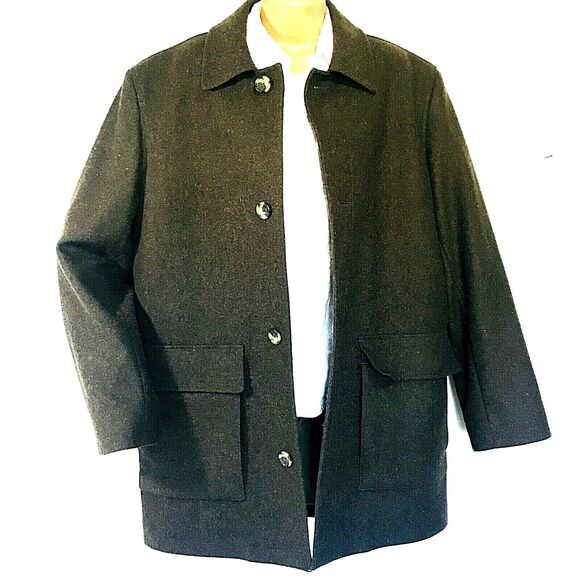 London Fog Wool Pea Coat Jacket Brown Lined M 40 42 Unisex - Picture 6 of 12